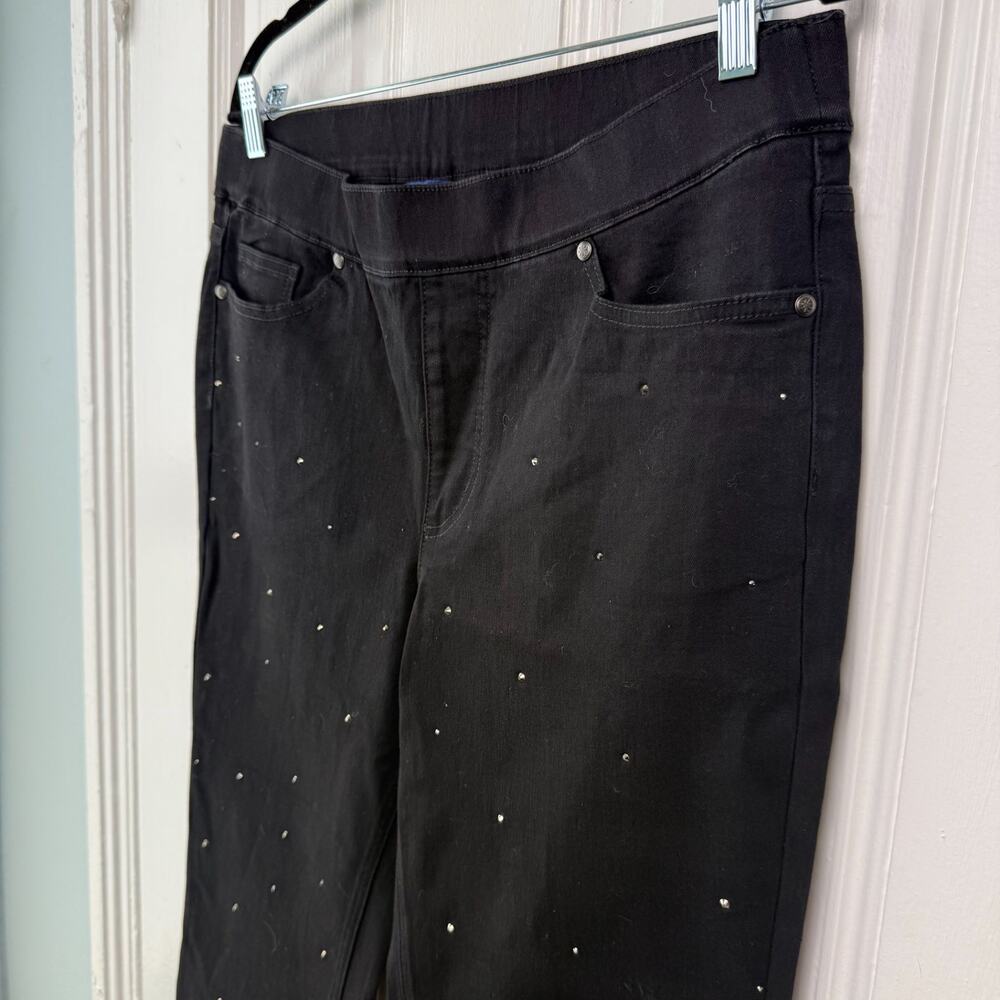 Isaac Mizrahi Live Jeans Womens 12P Black Rhinestone Embellished Pull On NWOT - Picture 2 of 12